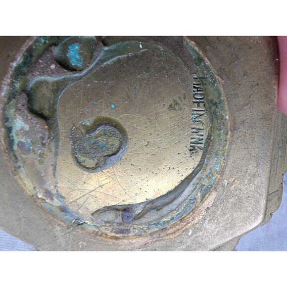 Vintage Solid Brass Trinket Tray Change Dish Floral Design READ - Picture 5 of 6